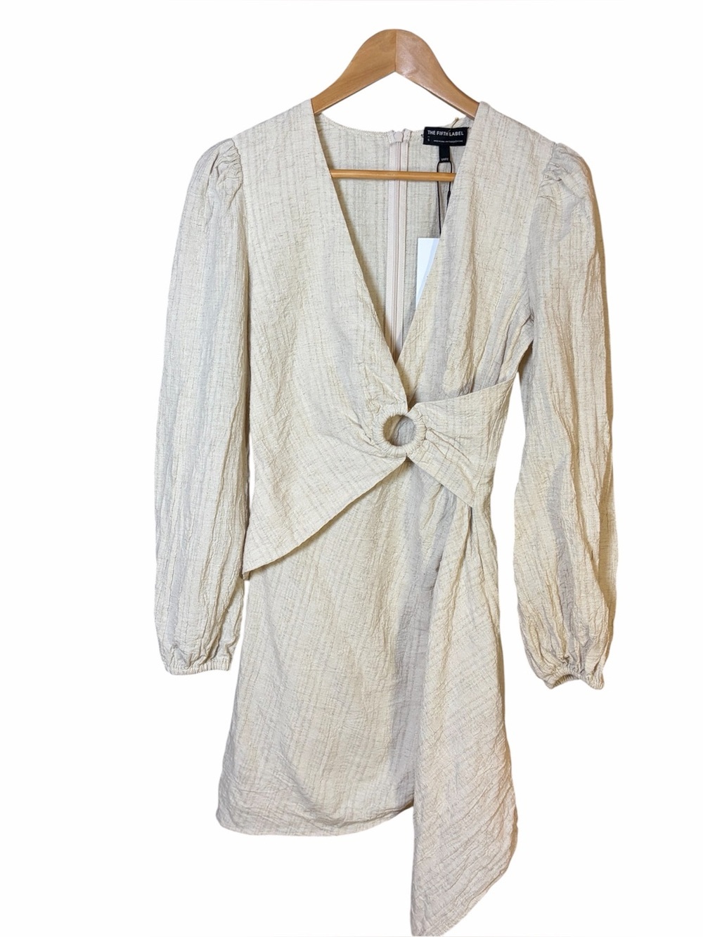 The Fifth Label Tide Mini Dress Cream Linen Blend Long Sleeve Size Small/4 NWT